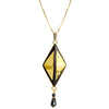 Stunning Karen London Modern Rosewood & Brass Design on 14kt Gold Plated Chain Necklace