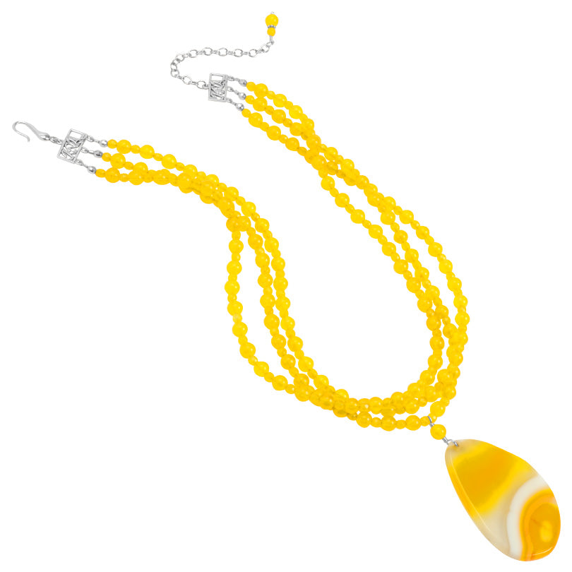 Sunshine Yellow Agate Sterling Silver Statement Necklace