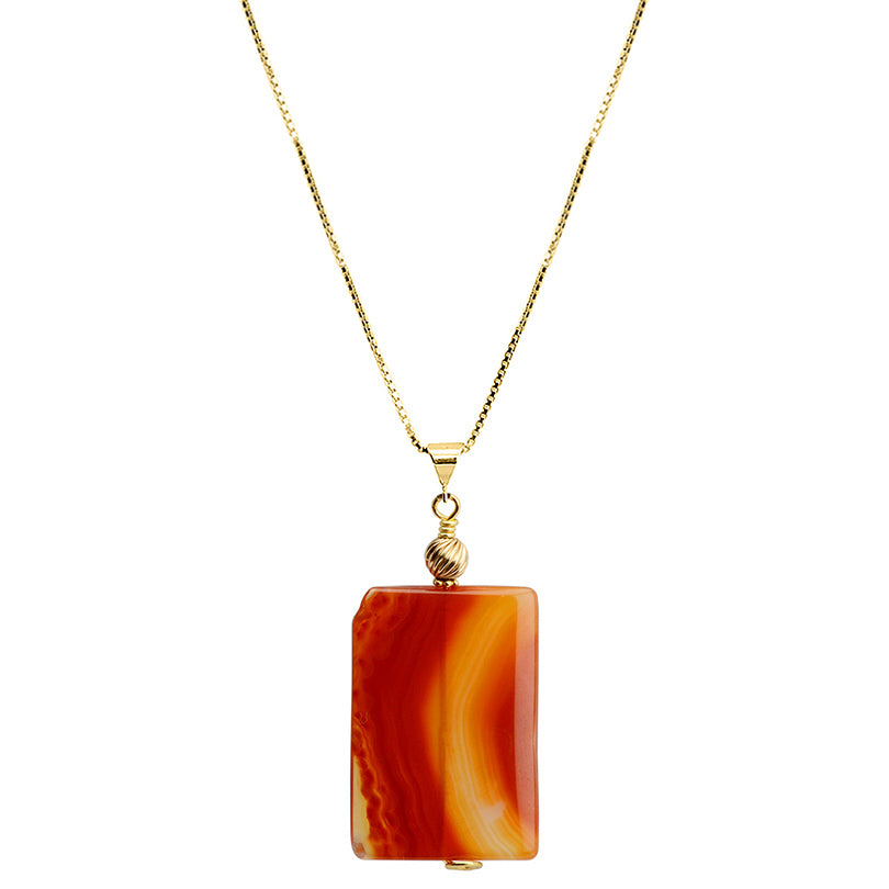 Bright and Vibrant Carnelian Italian Gold Plated Silver Necklace