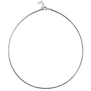 Italian Rhodium Plated Omega Sterling Silver Soft Collar Chain Necklace