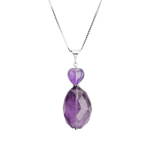 Amethyst Heart Sterling Silver Necklace