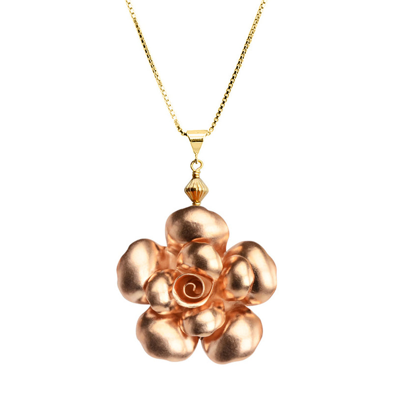 Gorgeous Rose Gold Plated Sterling Silver Rose Necklace