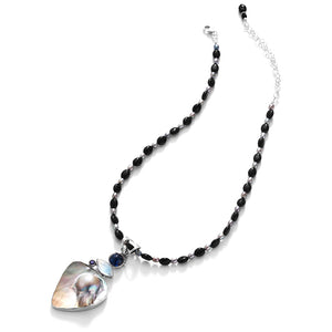 Gorgeous Mabe Blister Pearl Onyx  & Gems Sterling Silver Statement Necklace