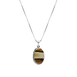 Beautiful Picture Jasper Sterling Silver Pendant with Chain
