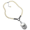 Elegant Vintage Design Mother Of Pearl And Marcasite Sterling Silver Statement Necklace