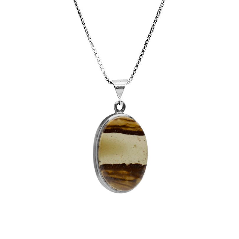 Beautiful Picture Jasper Sterling Silver Pendant with Chain
