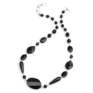 Classic Faceted Black Onyx Sterling Silver Necklace