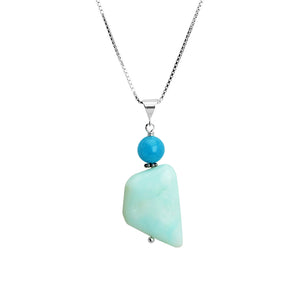 Beautiful Exotic Blue Peruvian Opal Sterling Silver Necklace