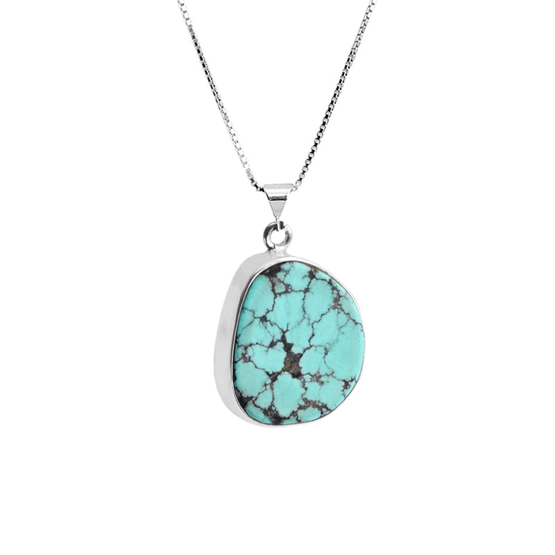 Beautiful Genuine Blue Turquoise Sterling Silver Necklace