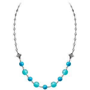 Gorgeous Color Blue Agate Silver Plated Necklace 18" - 20"