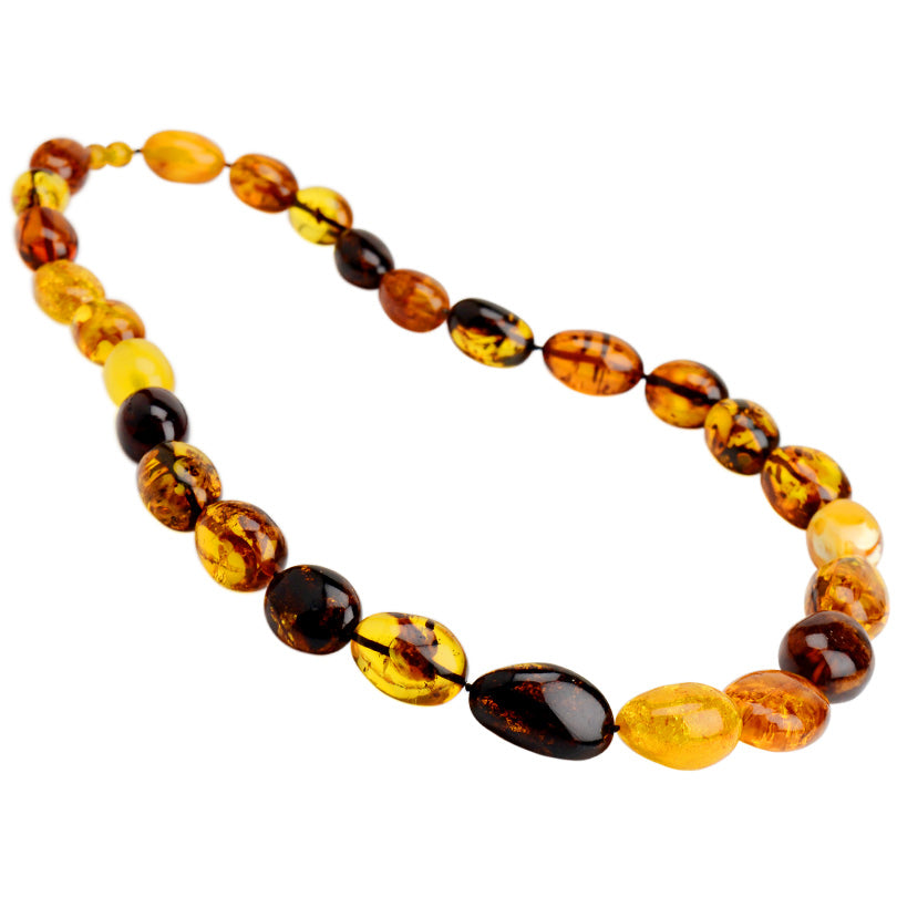 Polish Designer Magnificent large Baltic Amber Stones Beaded Statement Necklace 27"