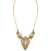 Victorian Style Pink Shell Marcasite 14kt Gold Plated Statement Necklace