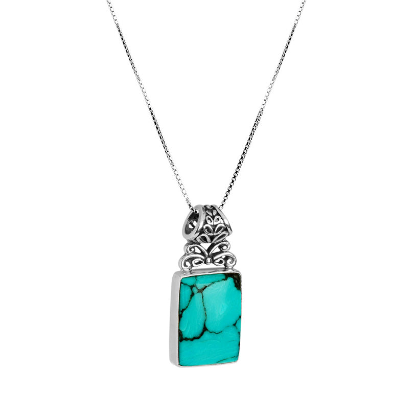 Lush, Lagoon Breeze Blue Turquoise Sterling Silver Necklace- 16"-18"