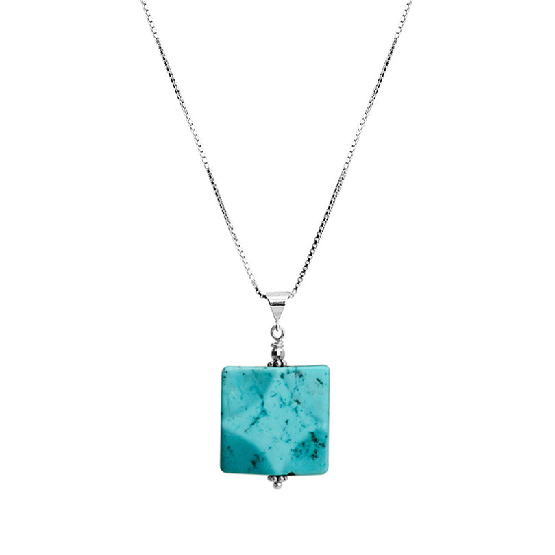 Beautiful Sky Blue Chalk Turquoise Sterling Silver Necklace