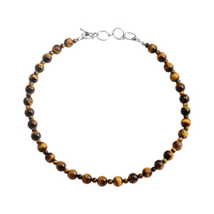 Shimmery Tiger's Eye Sterling Silver Beaded Necklace 16" - 18"