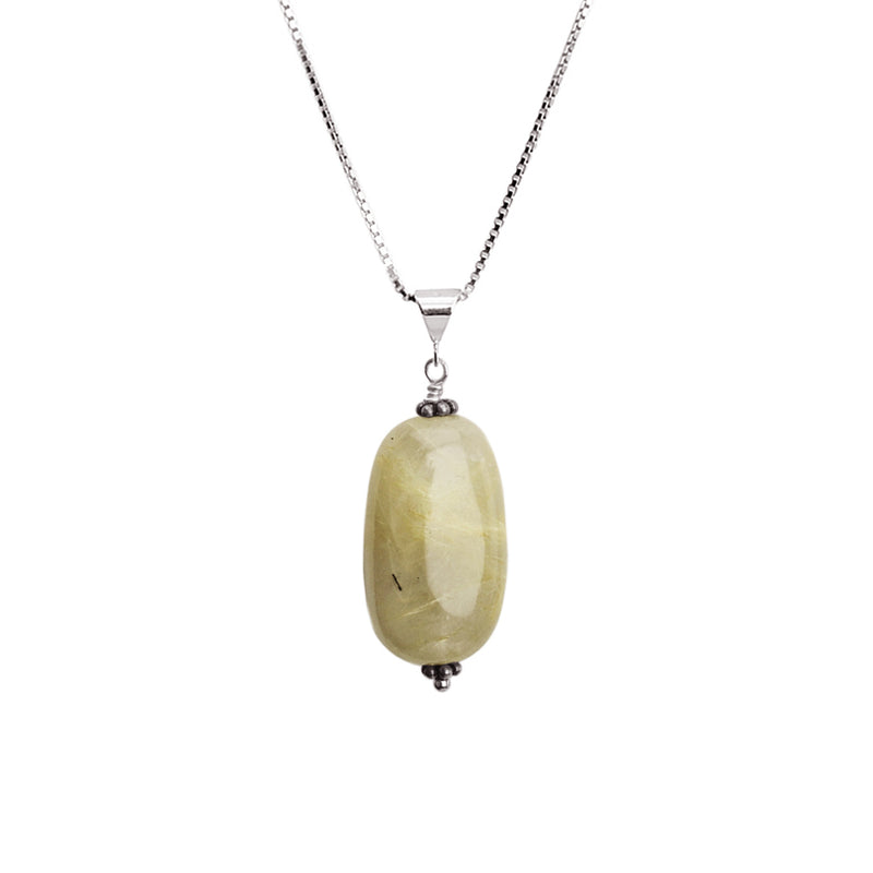 Gold Rutilated Quartz (Angel's Hair) Sterling Silver Necklace