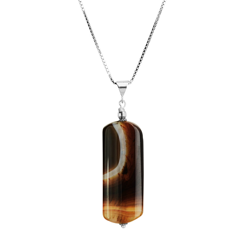 Beautiful Banded Carnelian Sterling Silver Necklace