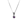 Petite Amethyst Quartz and Marcasite Sterling Silver Necklace 16" - 18"