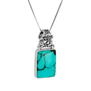 Lush, Lagoon Breeze Blue Turquoise Sterling Silver Necklace- 16"-18"