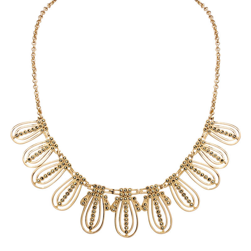 Gorgeous Delicate Marcasite Gold Plated Statement Necklace