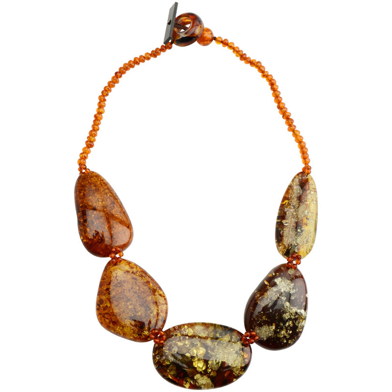 Stunning Large Cognac Baltic Amber Stones Statement Necklace