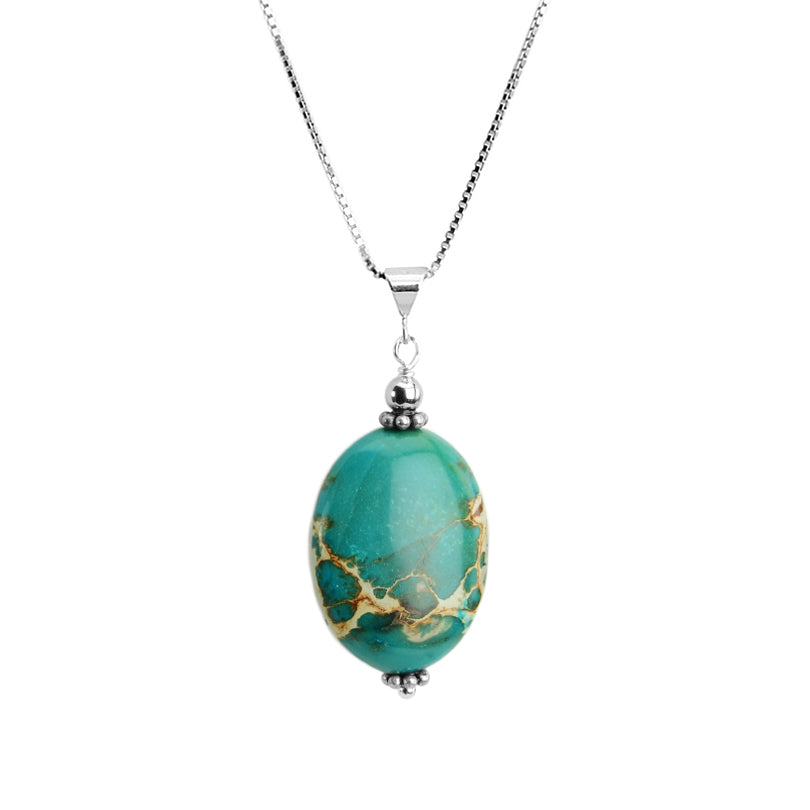 Unique Turquoise Sediment Jasper Sterling Silver Necklace