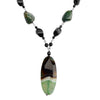 Beautiful Green Striped Agate, Onyx and Aventurine Sterling Silver Necklace