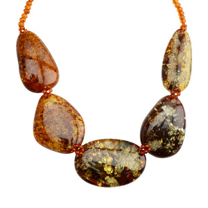 Stunning Large Cognac Baltic Amber Stones Statement Necklace