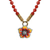 Sunshine Bright Carnelian Gold Plated Marcasite Flower Necklace