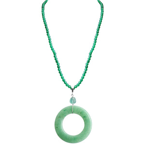 Nephrite Jade on Emerald Green Faceted Agate Neckline 16" - 18"