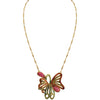 Pretty Bright Crystal and Marcasite Butterfly 14kt Gold Plated Necklace 16"