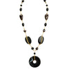 Gorgeous Black Onyx and Smoky Quartz on Sparkling Gold Filled Necklace