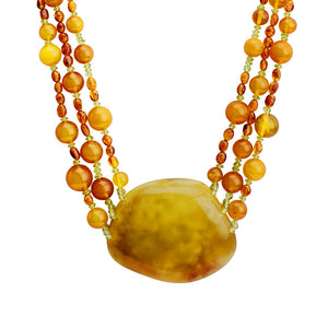 Polish Designer Magnificent Butterscotch Baltic Amber Stone Statement Necklace 19"