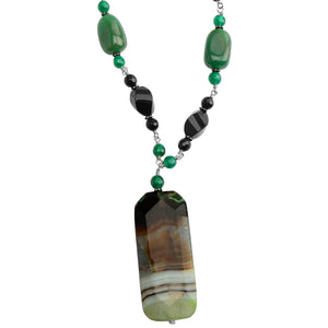 Lovely as a Piece of Art! Agate, Aventurine and Onyx in  a Stunning Stone Necklace