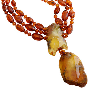 Polish Designer Truely Gorgeous Natural Baltic Amber Statement Necklace 22"