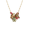 Pretty Bright Crystal and Marcasite Butterfly 14kt Gold Plated Necklace 16"