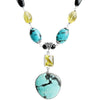 Beyond Gorgeous! Turquoise Lemon Quartz & Black Onyx Sterling Silver Statement Necklace