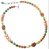 Beautiful Mixed Color Stones Sterling Silver Necklace