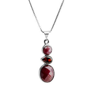 Gorgeous Petite Rosie Red Cranberry Corundum and Garnet Sterling Silver Necklace
