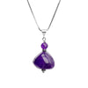 Sleek and Smooth Amethyst Sterling Silver Necklace 16" - 18"