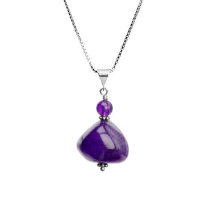 Sleek and Smooth Amethyst Sterling Silver Necklace 16" - 18"