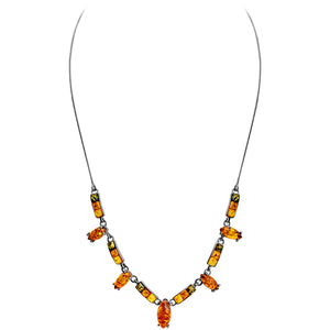 Vibrant Mixed Colors of Baltic Amber Sterling Silver Necklace