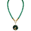 Beautiful Green Agate with Gold Plated Silver Hummingbird Statement Necklace