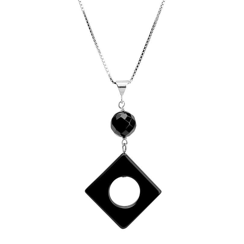 Contemporary Black Onyx Sterling Silver Necklace