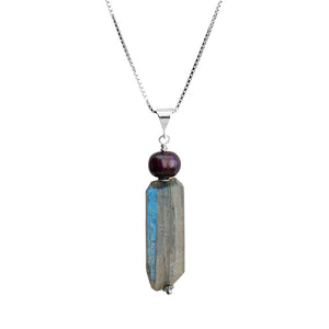 Labradorite and Fresh Water Pearl Sterling Silver Necklace