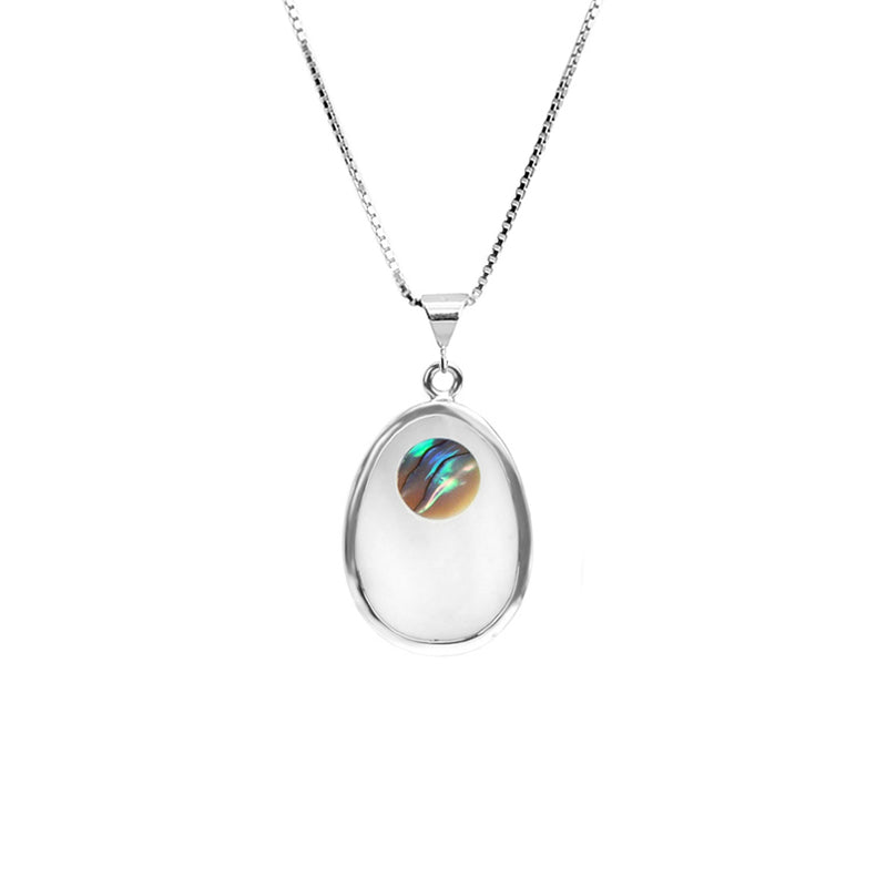 Lovely Mother of Pearl and Abalone Sterling Silver Necklace