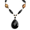 Leopard Print Agate with Black Onyx Gold Filled Necklace 18" - 20"