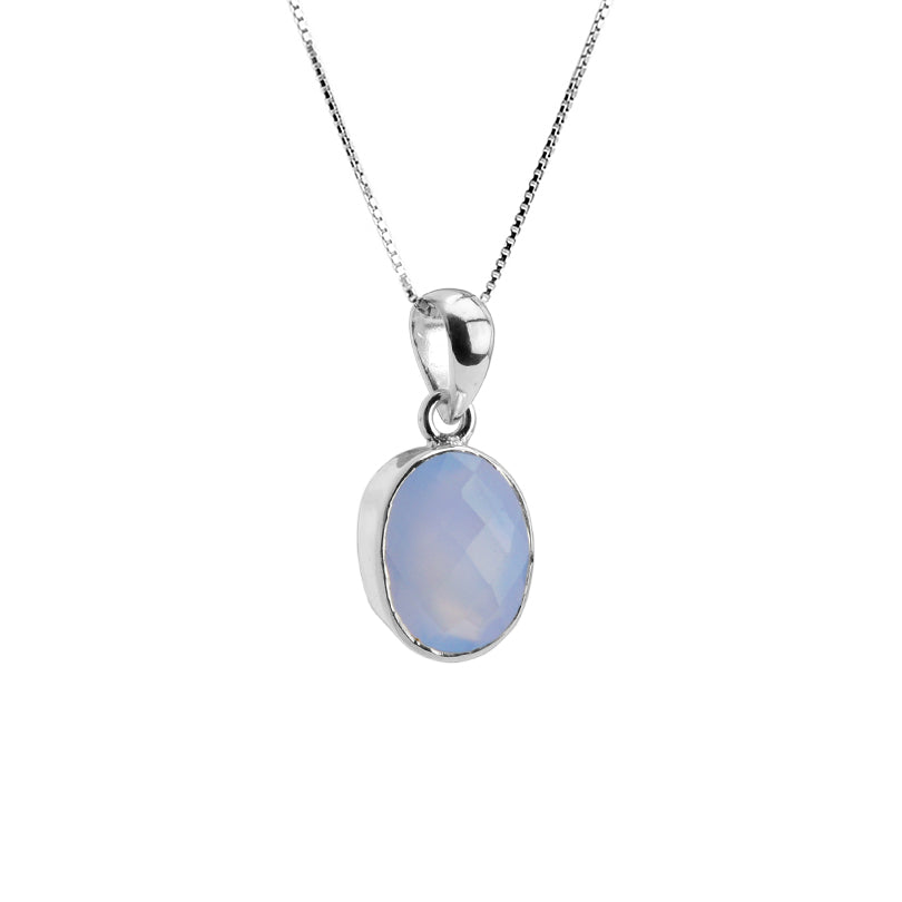 Beautiful Faceted Lavender Chalcedony Sterling Silver Necklace