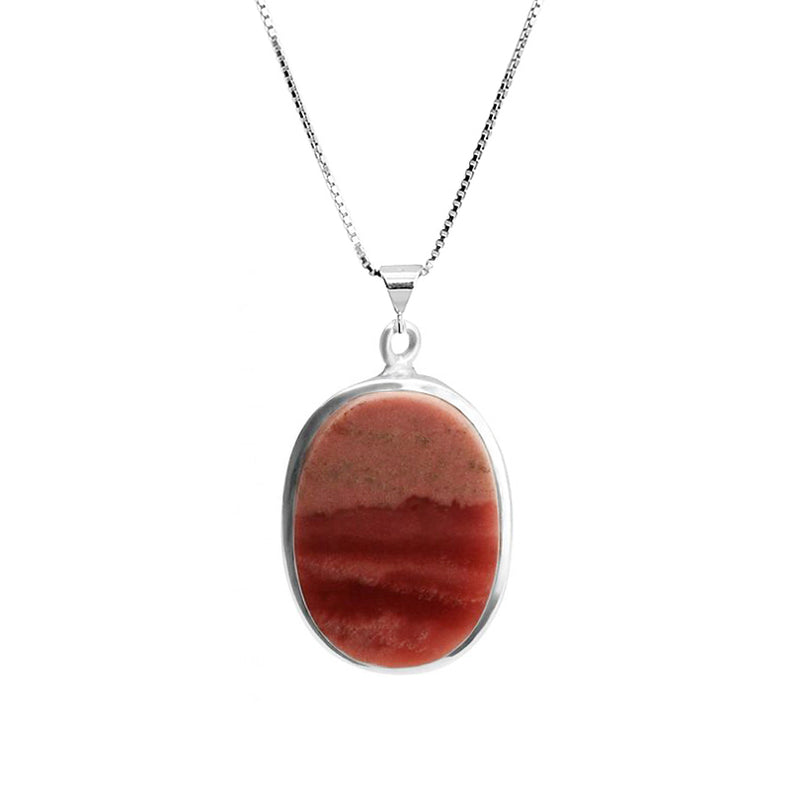 Natural Rose Sunset Colors of Mookaite Jasper Sterling Silver Necklace 16