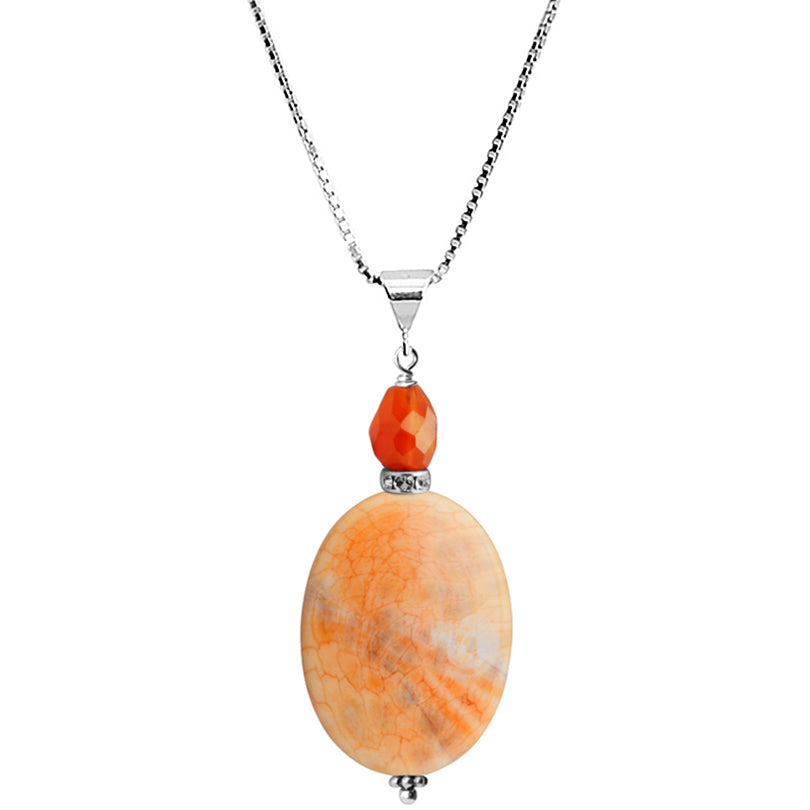 Natural Sedona Agate and Carnelian Sterling Silver Necklace